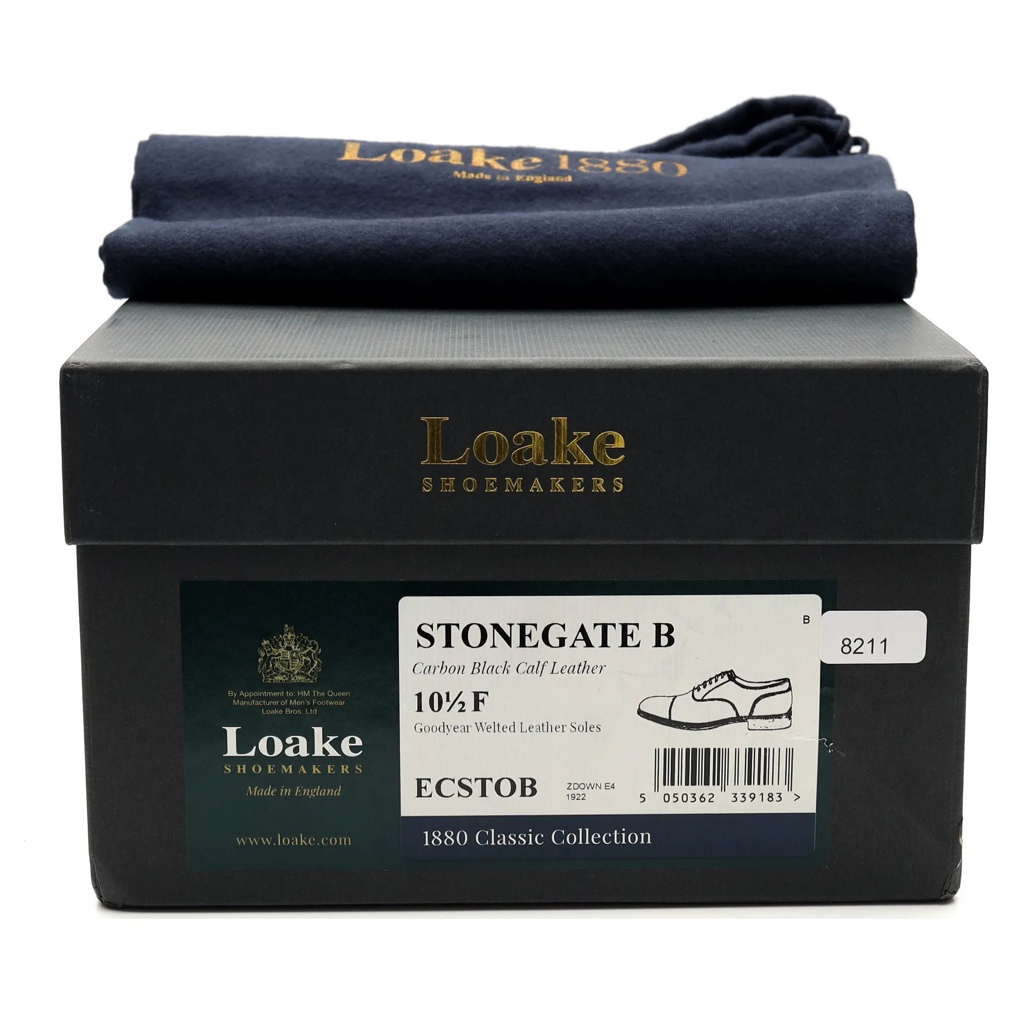 1880 Classic 'Stonegate' Black Leather Oxford UK 10.5 F