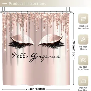 70.8 inch x 70.8 inch Eyelash Waterproof Shower Curtain Set
