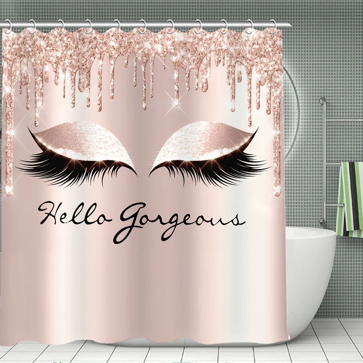 70.8 inch x 70.8 inch Eyelash Waterproof Shower Curtain Set
