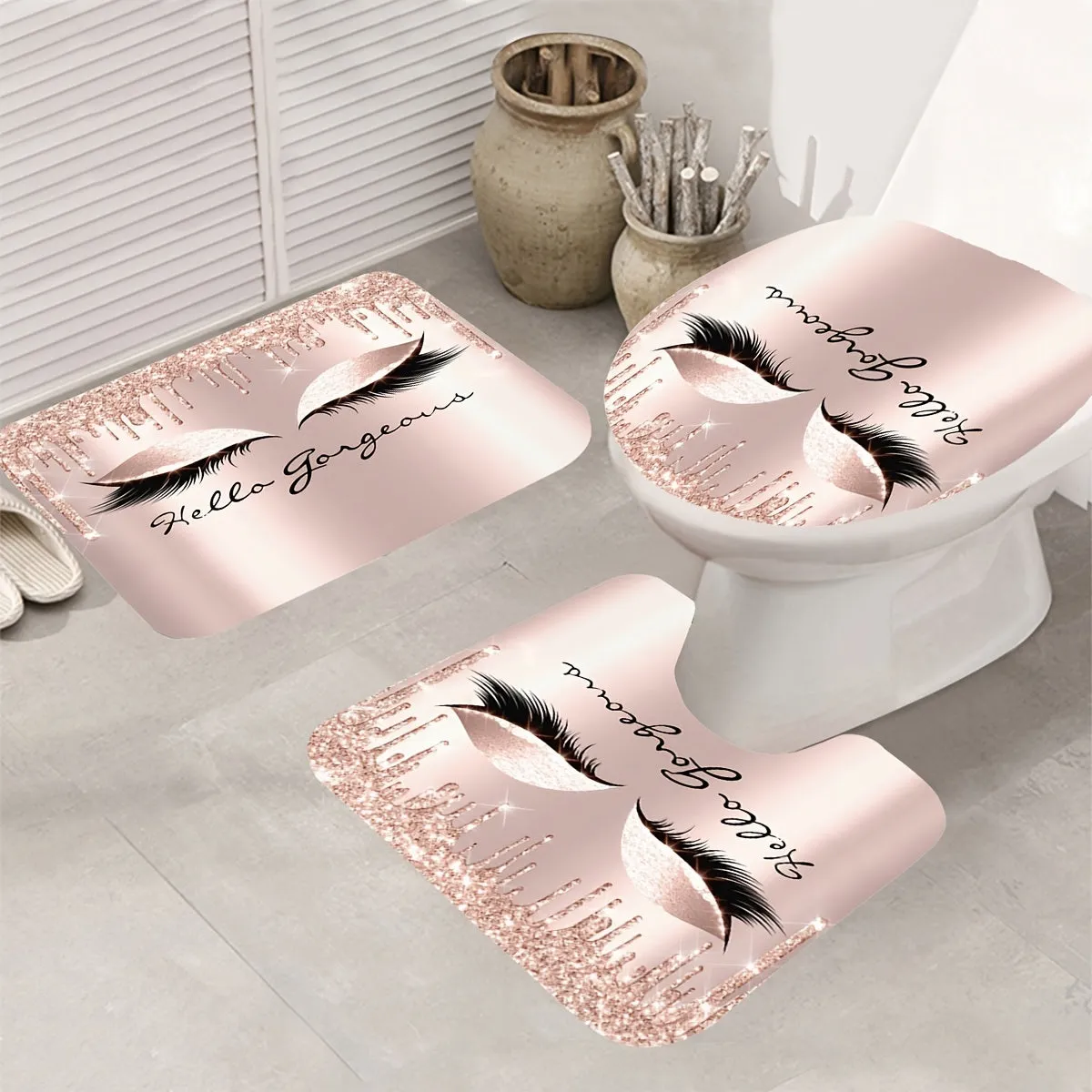70.8 inch x 70.8 inch Eyelash Waterproof Shower Curtain Set
