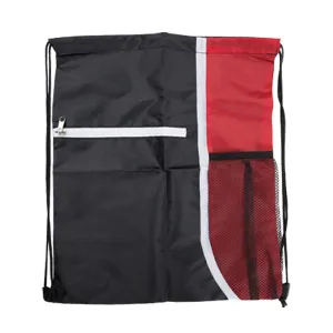 Adventure World Drawstring Bag With Pocket And Side Netting (Red)