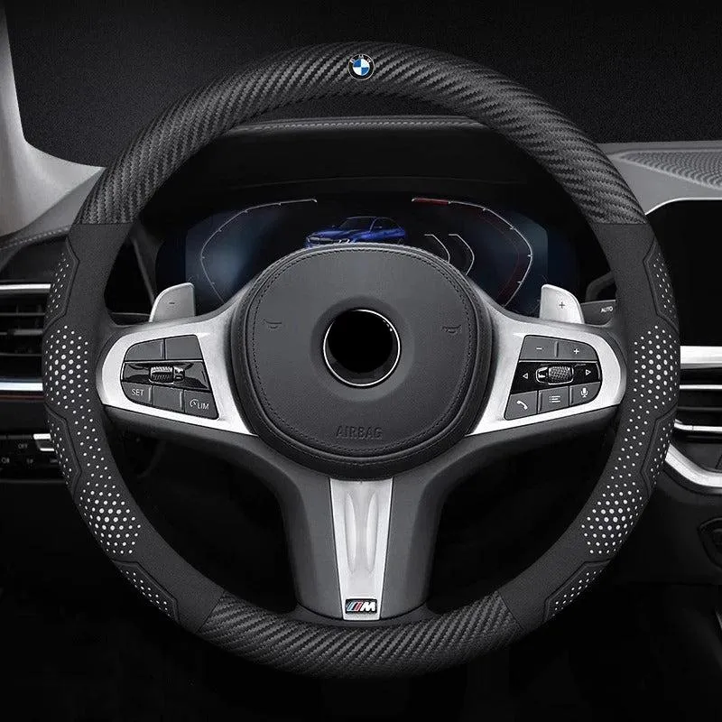 Anti-Slip Carbon Fiber Steering Wheel Cover for Car