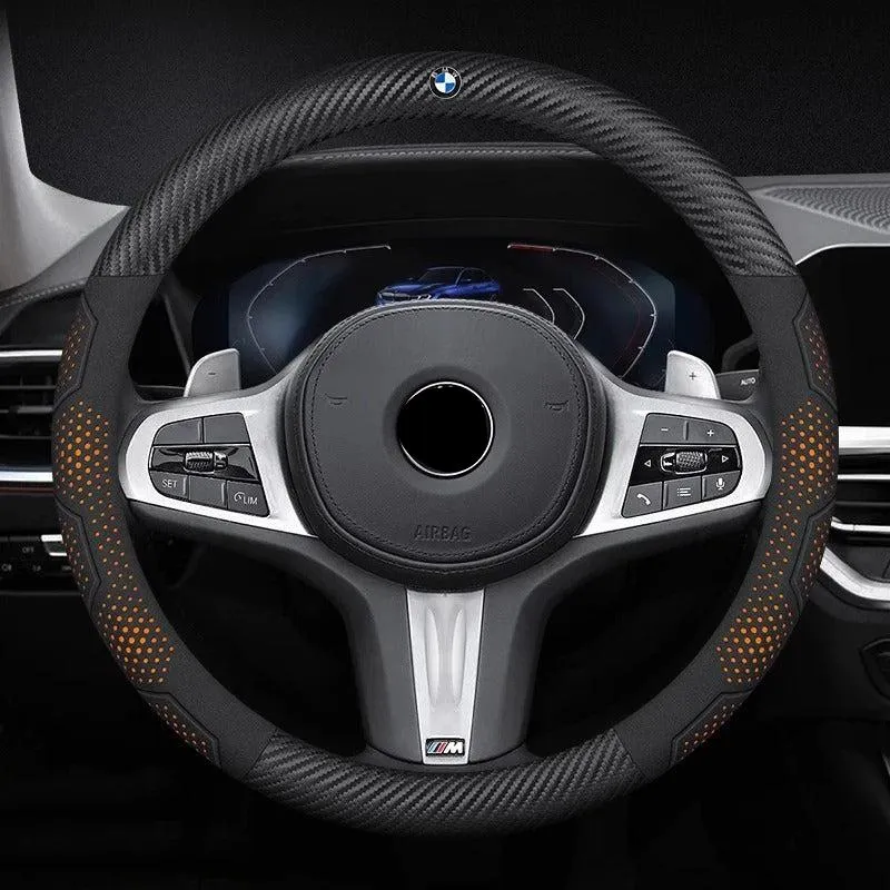 Anti-Slip Carbon Fiber Steering Wheel Cover for Car