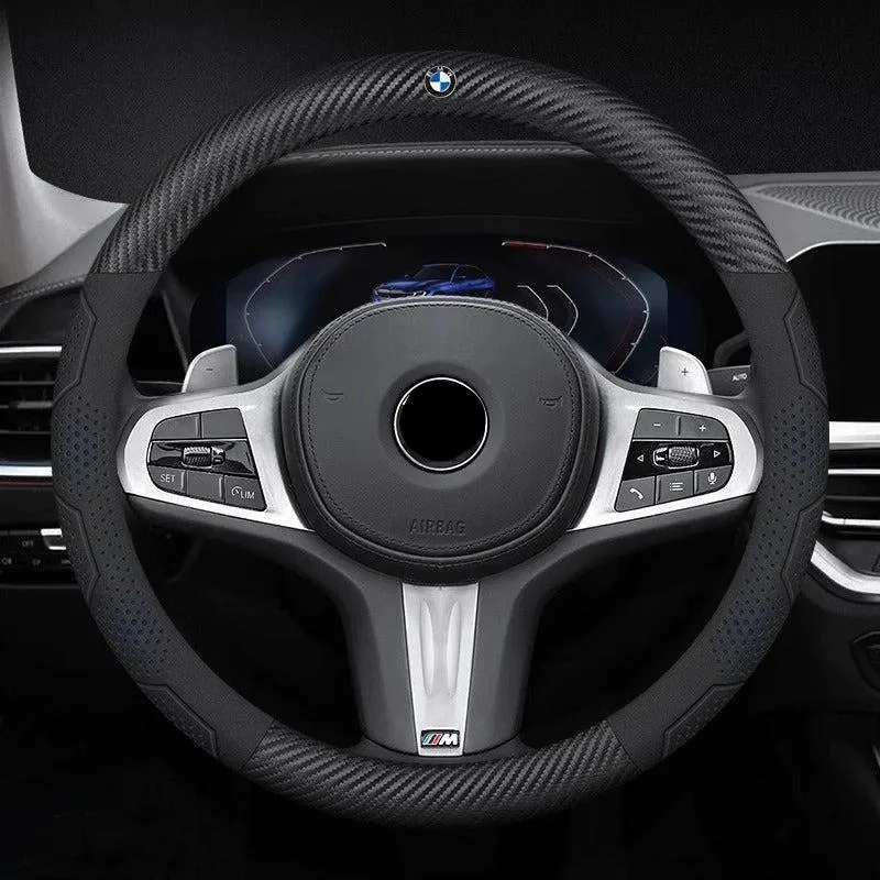 Anti-Slip Carbon Fiber Steering Wheel Cover for Car
