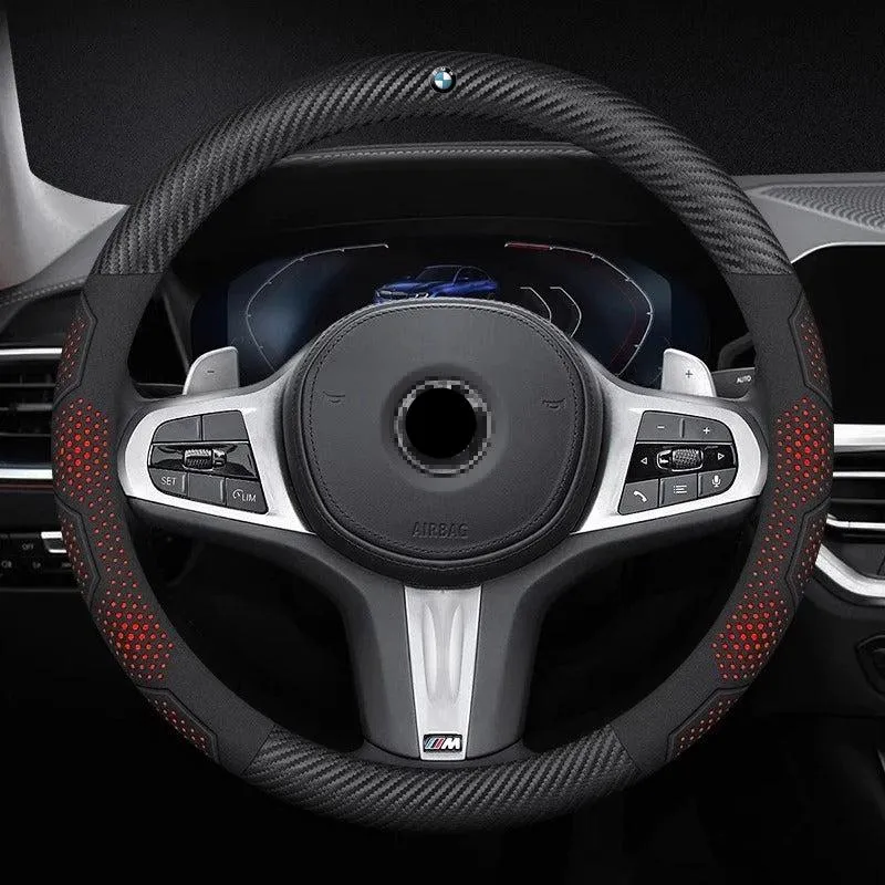 Anti-Slip Carbon Fiber Steering Wheel Cover for Car