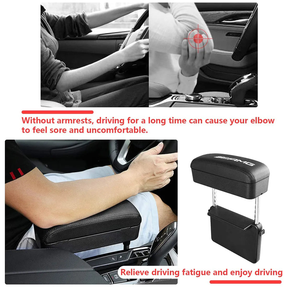 Armrest Box Protector for Center Console, Armrest Extender General Motors Elbow & Forearm Wrist Rest Support Adjustable Height Comfort Pads
