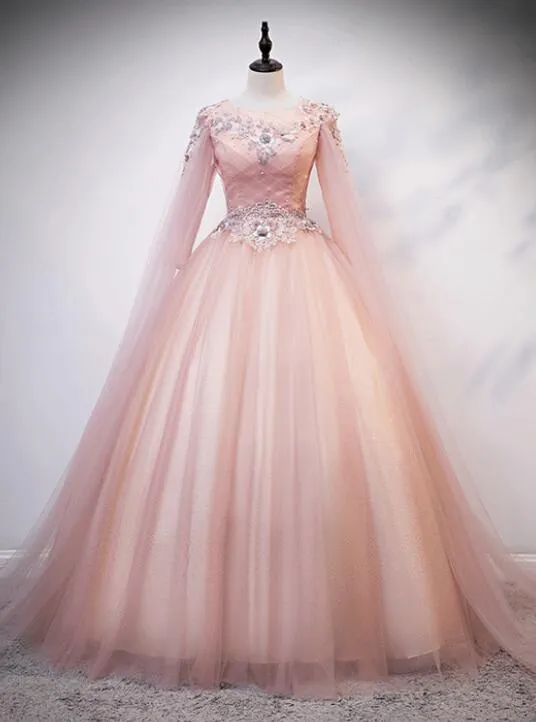 Beautiful Pink Ball Gown Formal Dress, Prom Gown