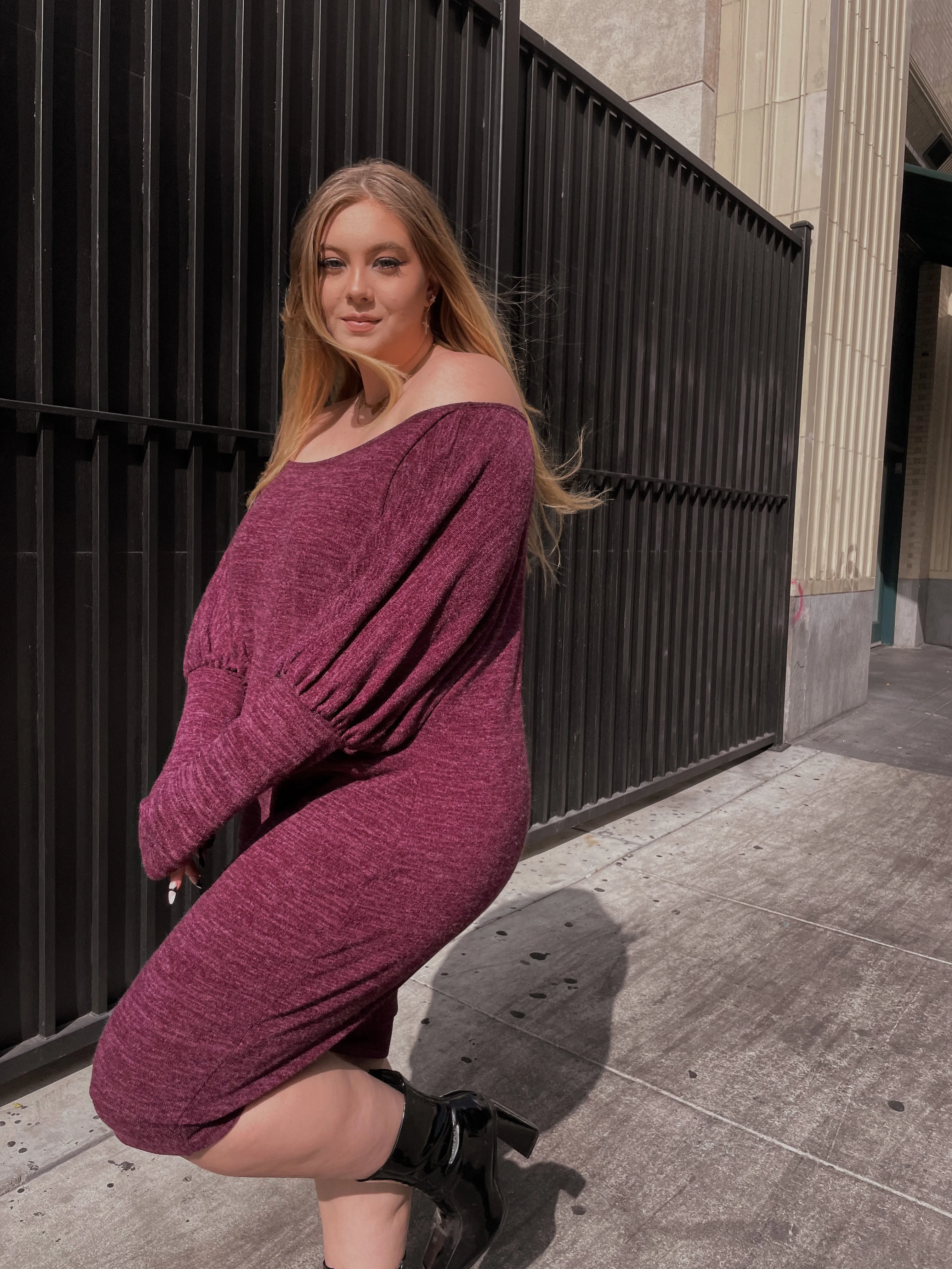 Bella Balloon Sleeves Sweater Dress