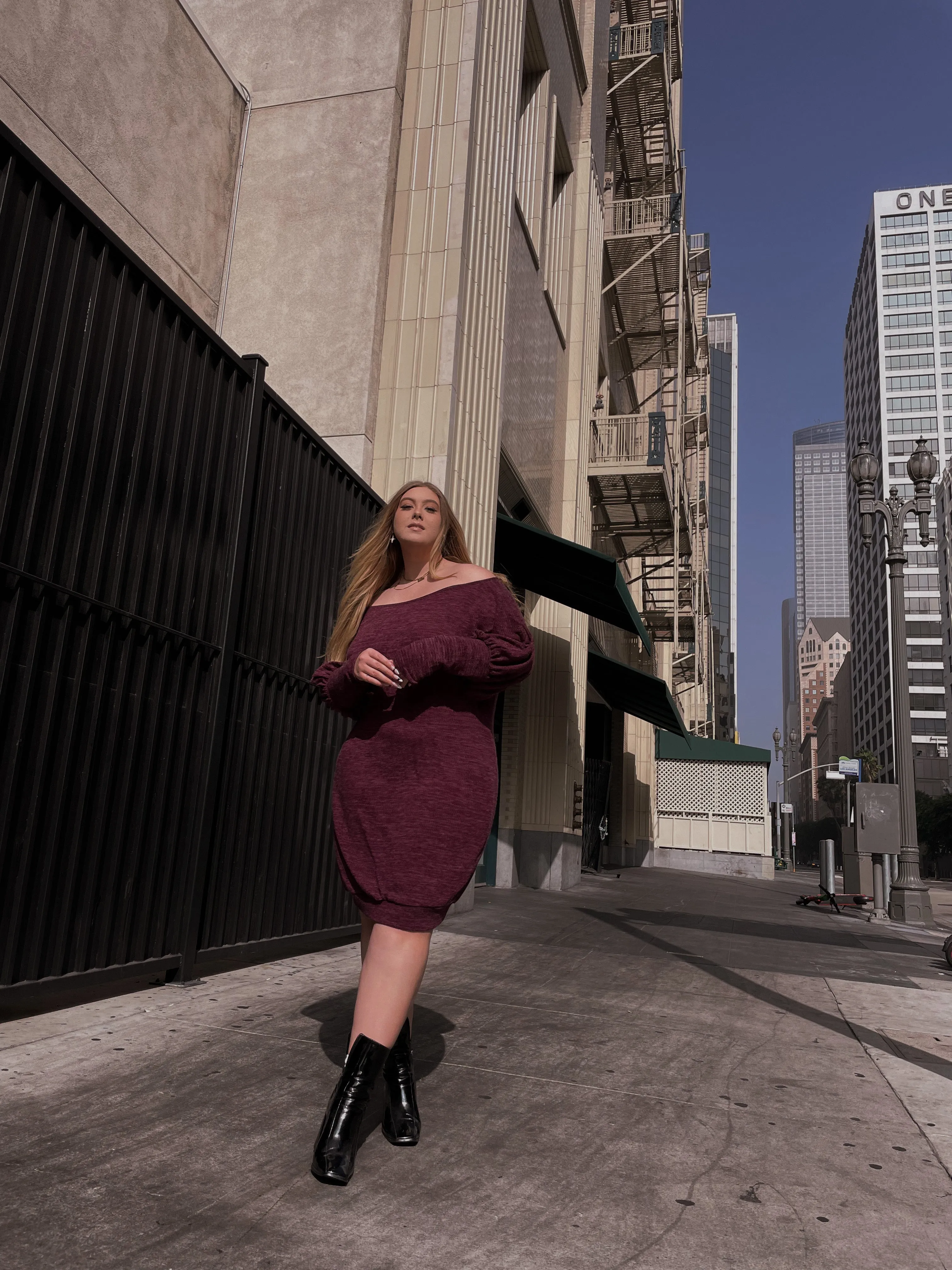 Bella Balloon Sleeves Sweater Dress