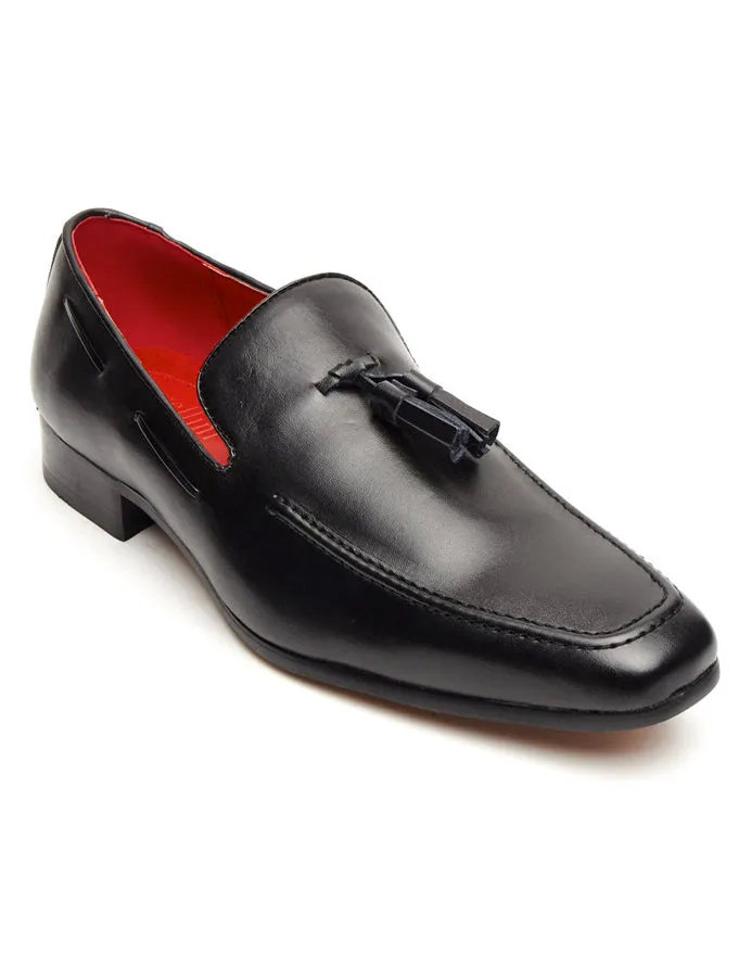 BLACK FAUX LEATHER TASSEL SHOES
