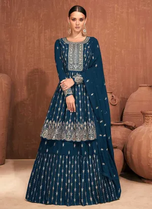 Blue Heavy Embroidered Stylish Lehenga