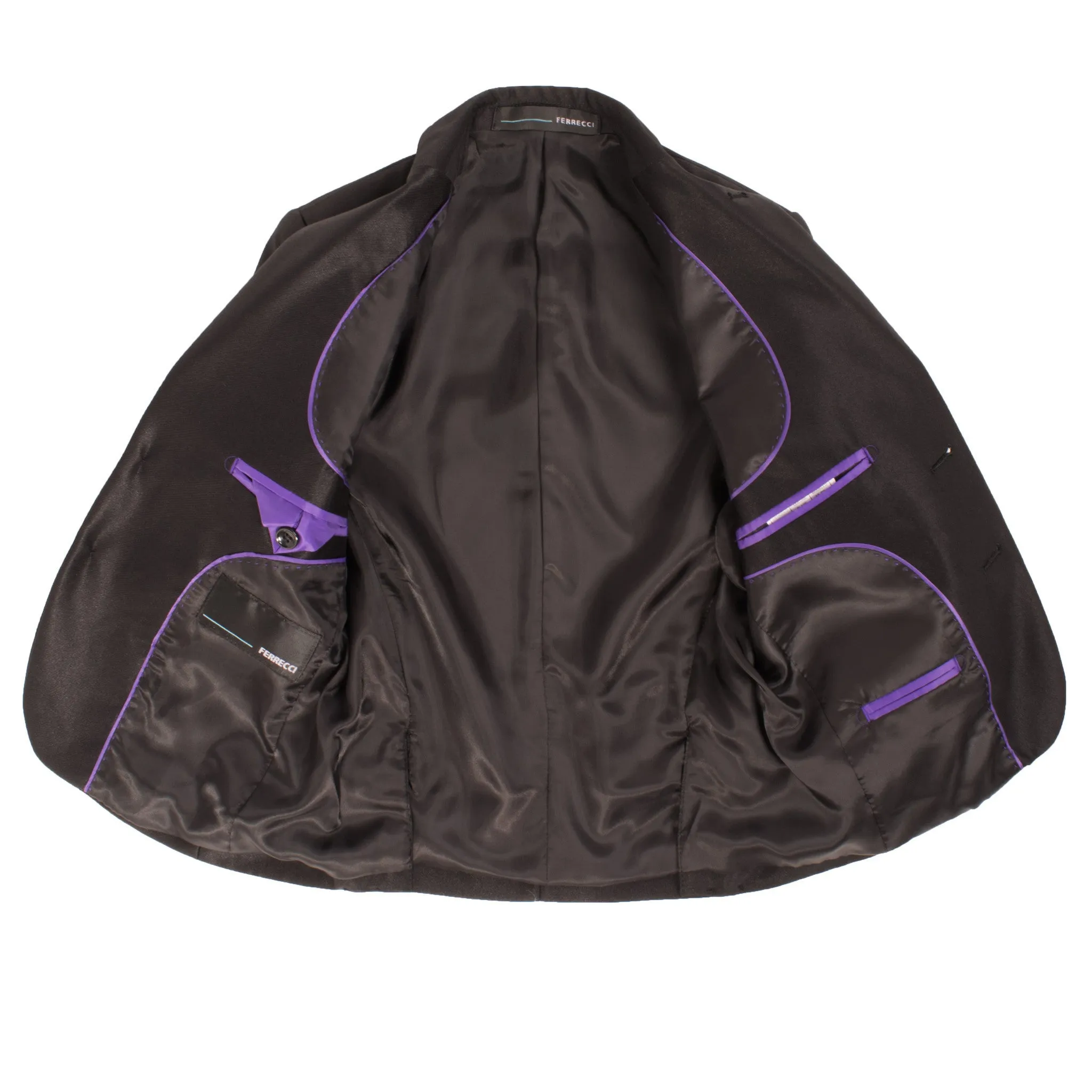 Boys Black Shiny Sharkskin Oxford 3pc Vested Suit
