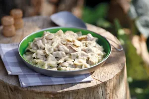 Braised Pork with White Wine Mushroom Sauce
