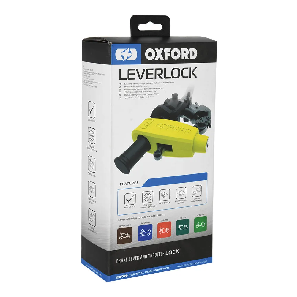 Brake Lever and Throttle Lock Oxford LeverLock, Yellow