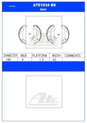 Brake Shoes Datsun Go,Renault Clio,Logan,Sandero Ate1034Bs Ate