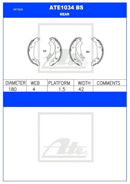 Brake Shoes Datsun Go,Renault Clio,Logan,Sandero Ate1034Bs Ate