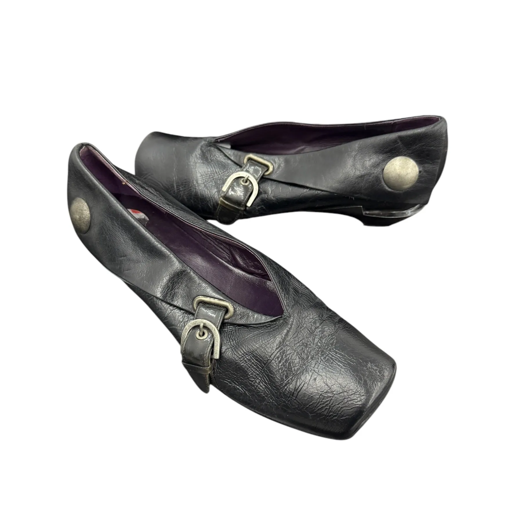 Buckled square toe clog loafers