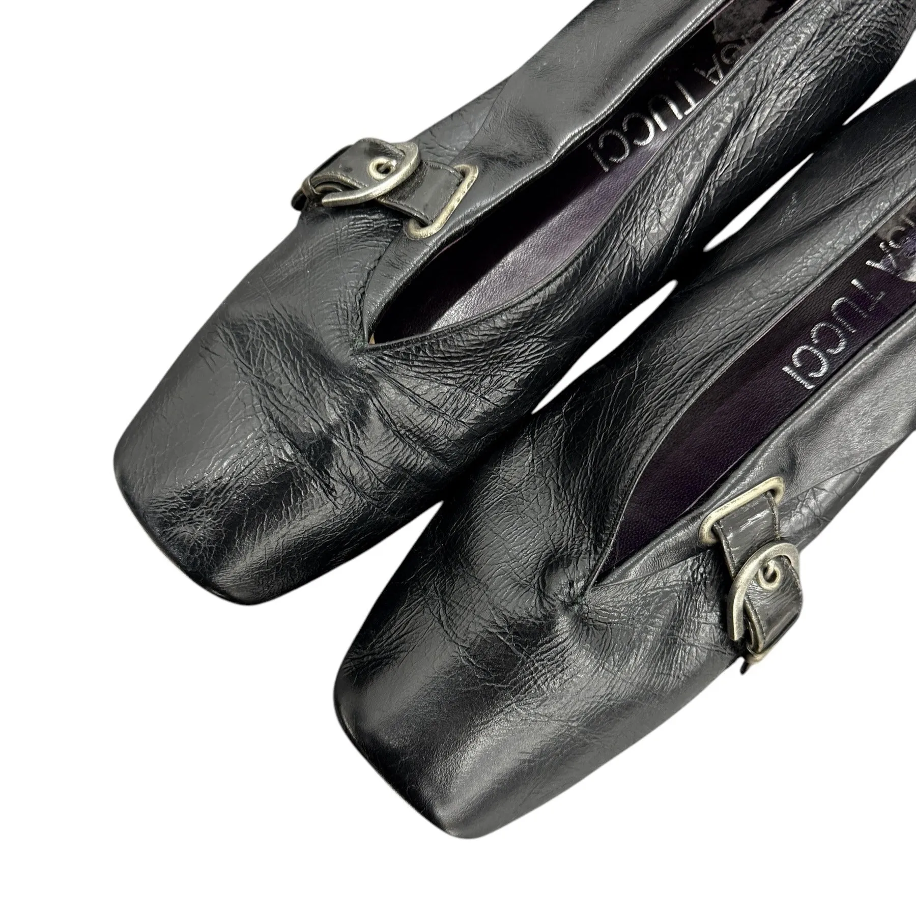 Buckled square toe clog loafers