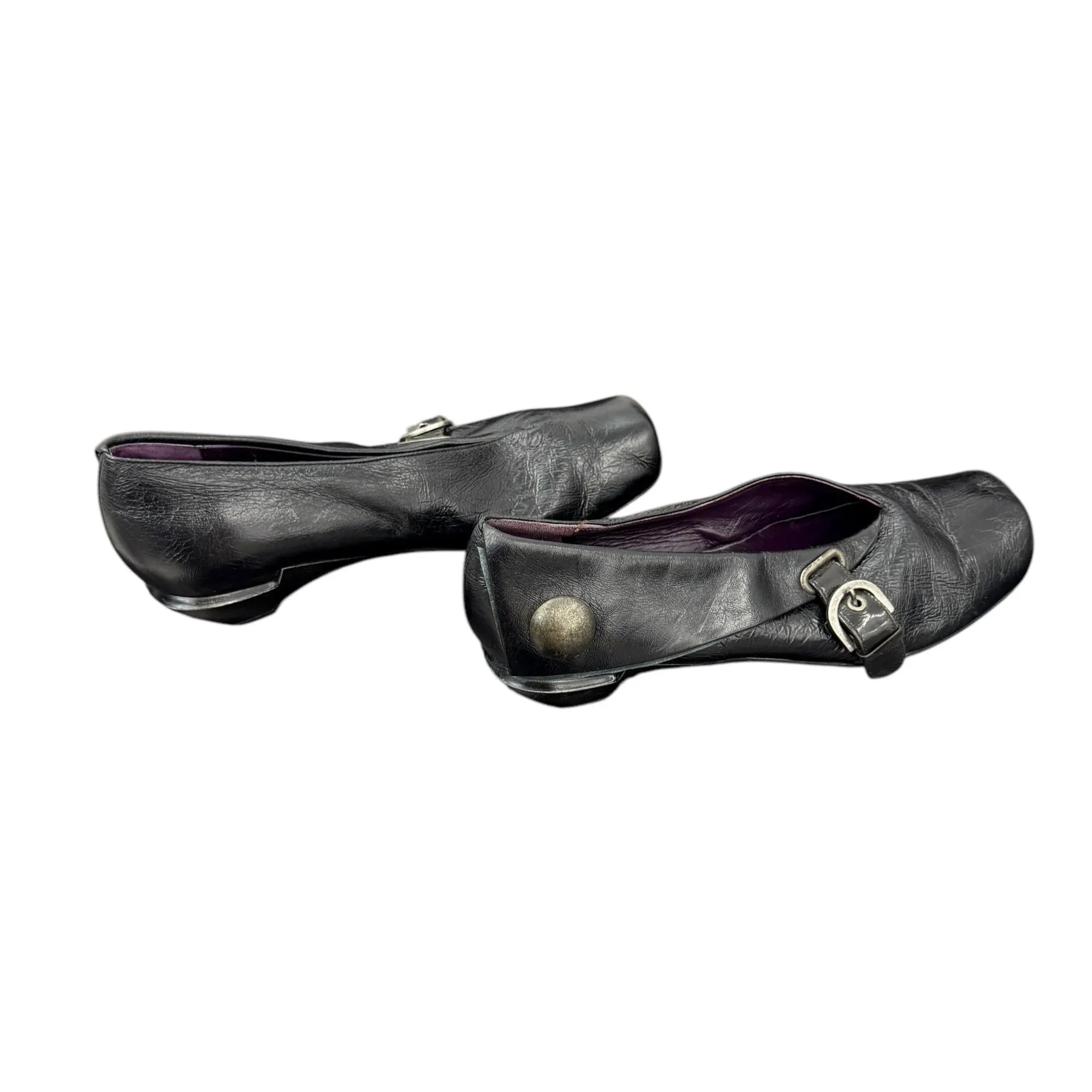 Buckled square toe clog loafers