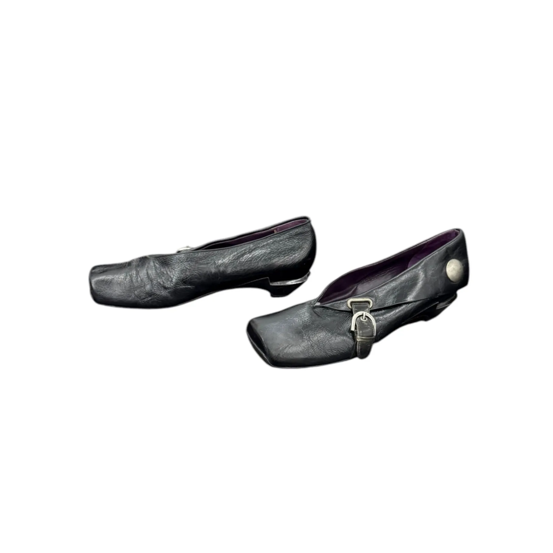 Buckled square toe clog loafers