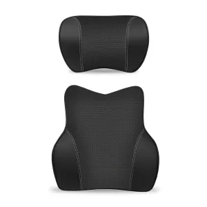 Car Headrest Neck Pillow and Lumbar Support Back Cushion Kit, Custom Fit For Your Cars, Memory Foam Erognomic, Car Accessories TS13992