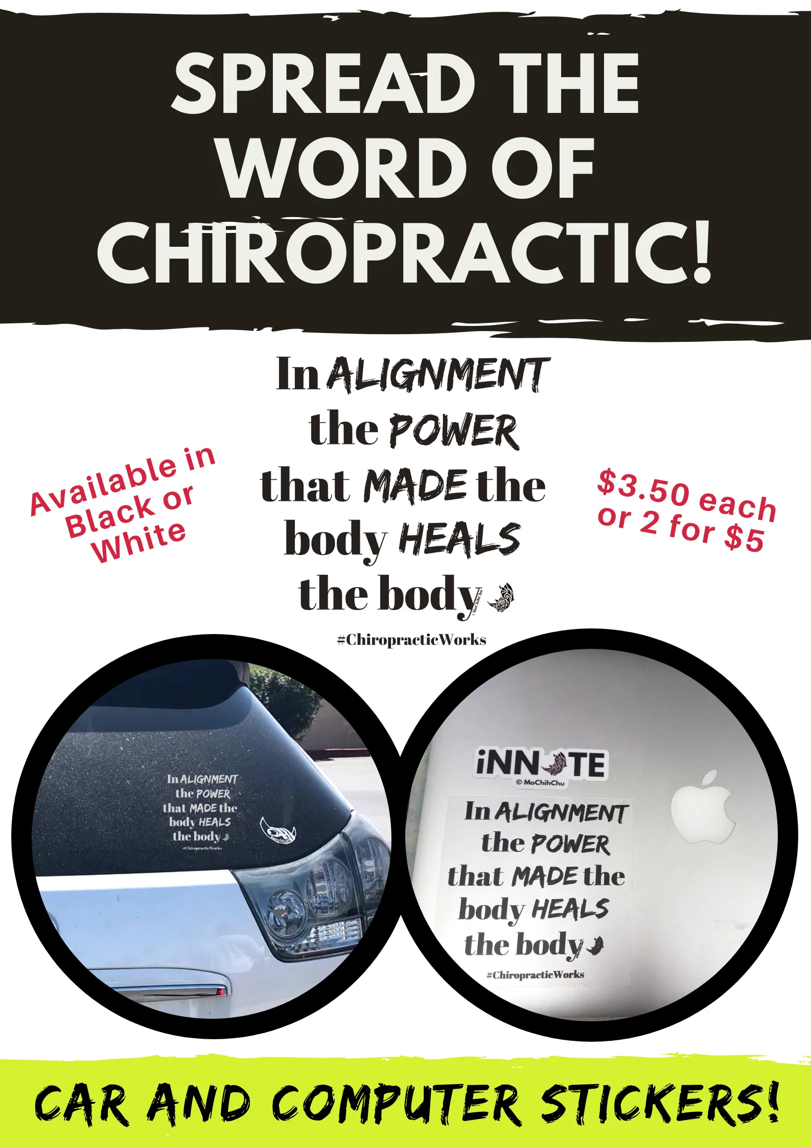 Car Stickers: In Alignment the Power the Made the Body Heals the Body