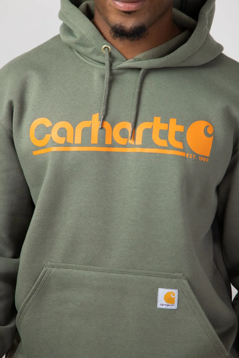 Carhartt Rain Defender Loose Fit Midweight Logo Graphic Sweatshirt for Men in Dusty Olive | 106793-DOV-OLIVE