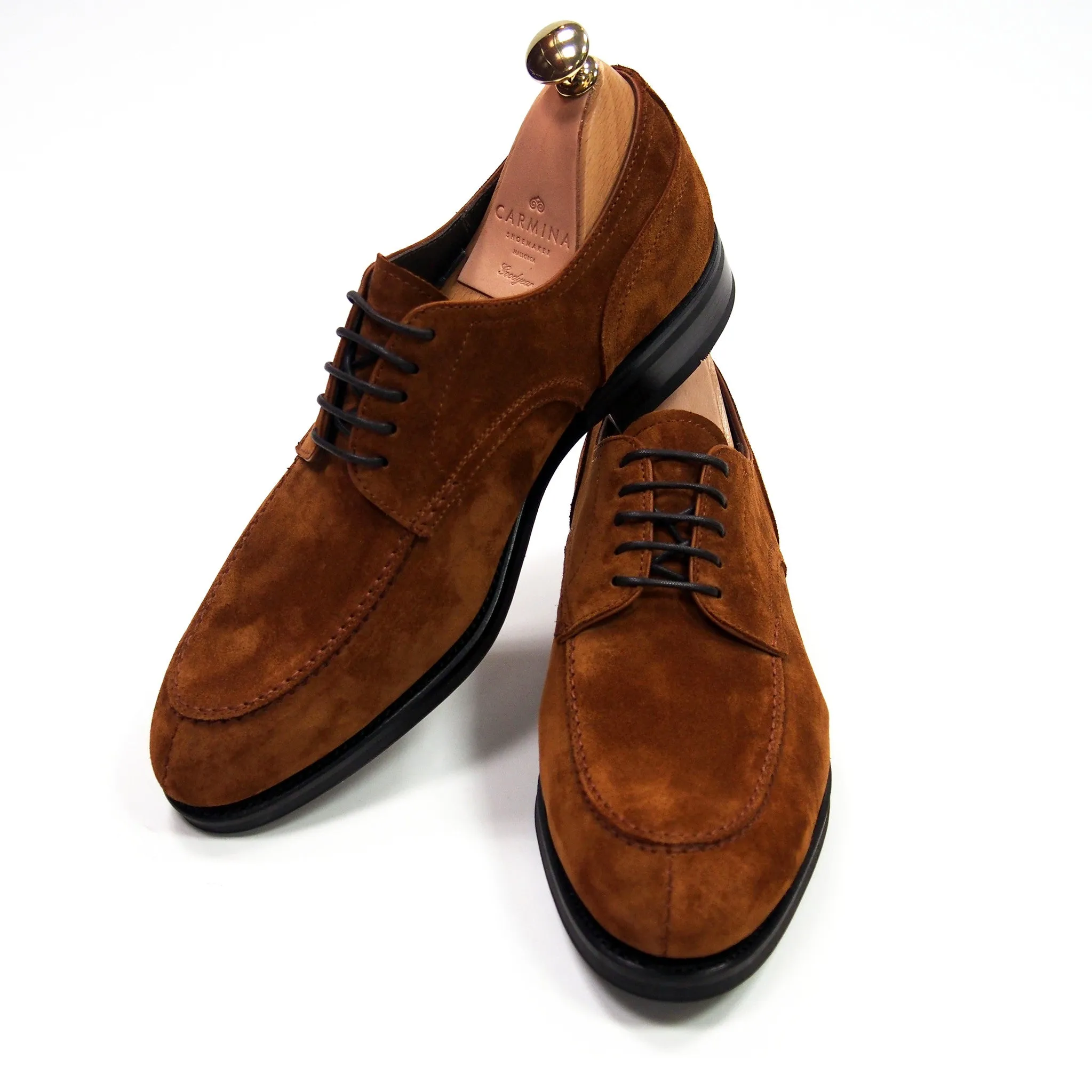Carmina Shoemaker Split Toe Derby - Tobacco Suede - Made in Spain