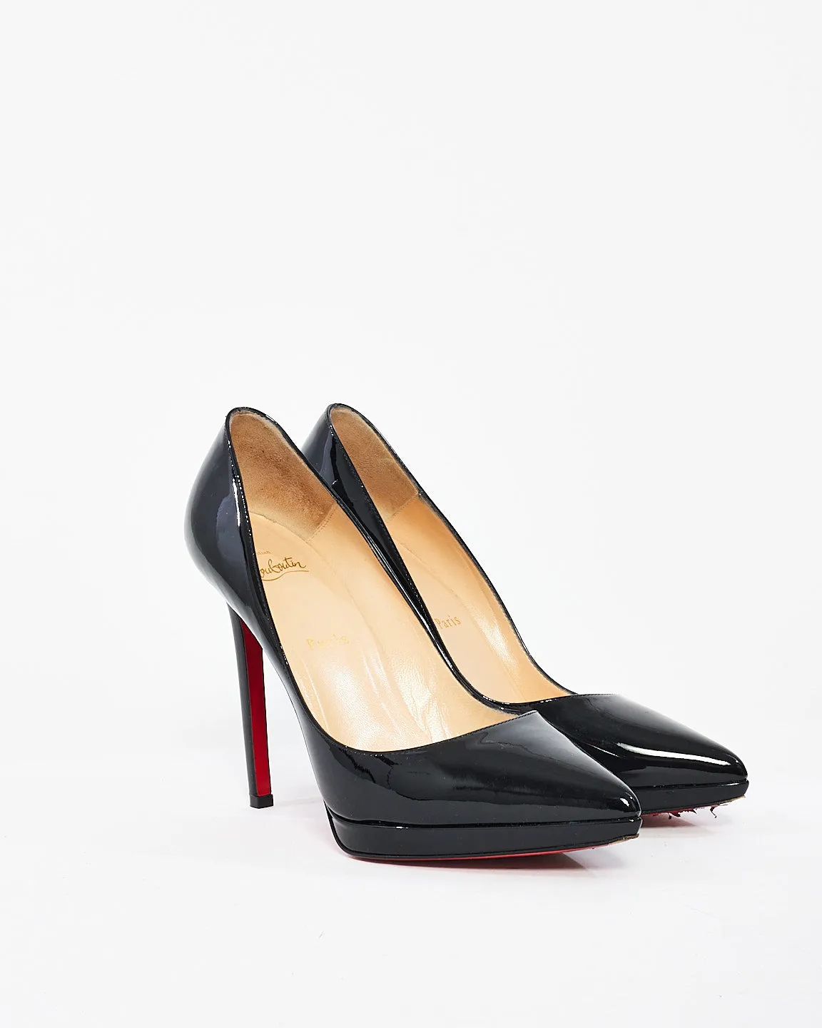Christian Louboutin Black Patent Leather Pigalle Plato 120mm Pumps - 39.5
