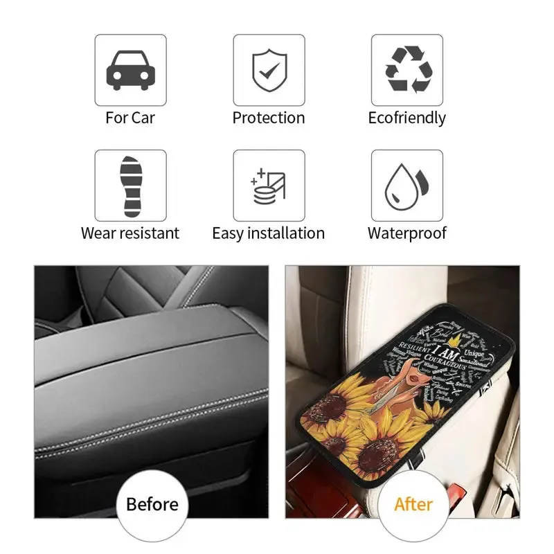 Christianartbag Armrest Accessories Car, Enhance Comfort and Protect Your Armrest with the African American Sunflower Center Console Armrest Pad, CAB08260923.
