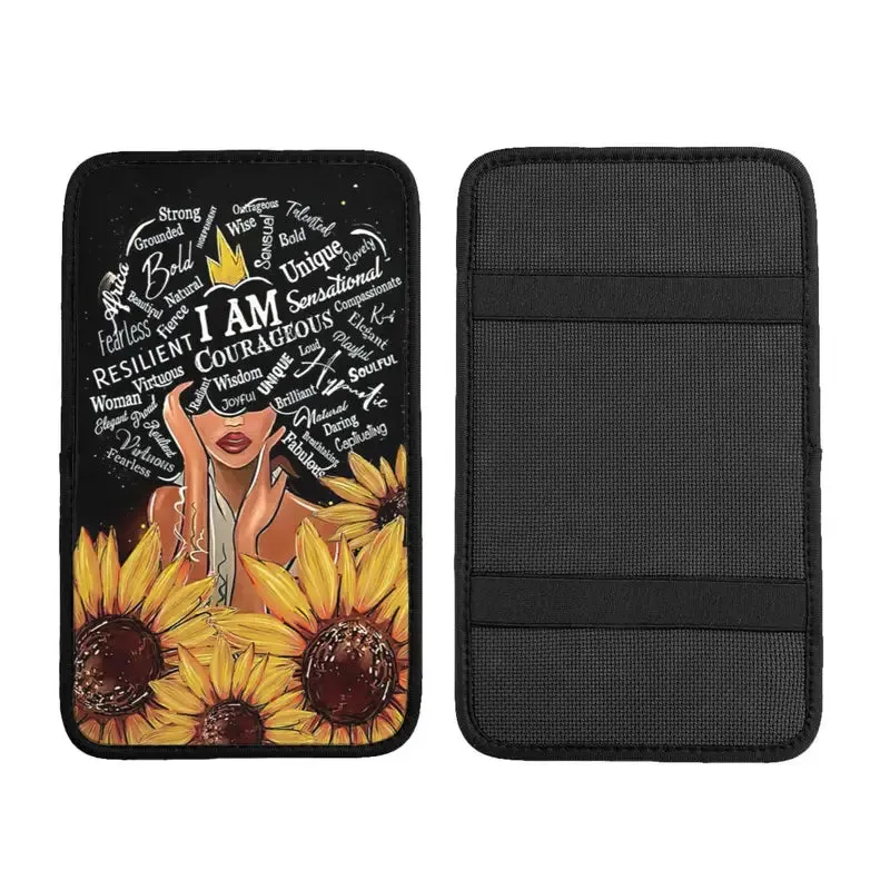 Christianartbag Armrest Accessories Car, Enhance Comfort and Protect Your Armrest with the African American Sunflower Center Console Armrest Pad, CAB08260923.