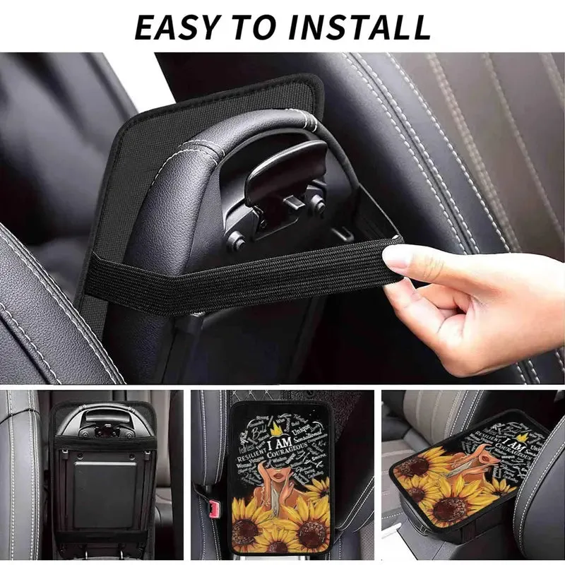 Christianartbag Armrest Accessories Car, Enhance Comfort and Protect Your Armrest with the African American Sunflower Center Console Armrest Pad, CAB08260923.