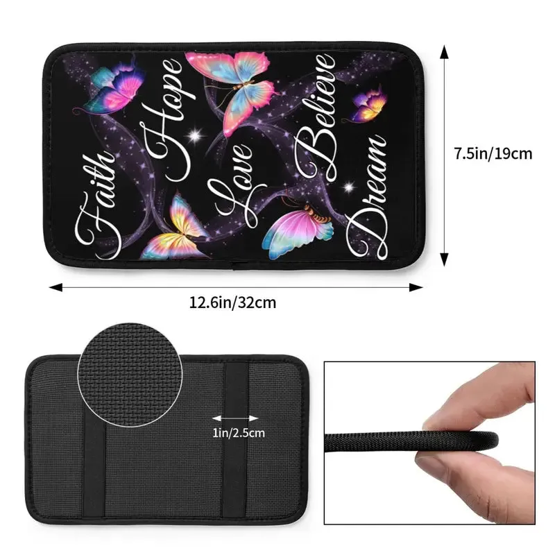Christianartbag Armrest Accessories Car, Faith Hope Love, Enhance Comfort and Protect Your Armrest with the Butterfly Center Console Armrest Pad, CAB02260923.