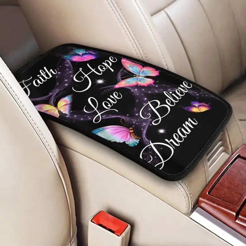 Christianartbag Armrest Accessories Car, Faith Hope Love, Enhance Comfort and Protect Your Armrest with the Butterfly Center Console Armrest Pad, CAB02260923.