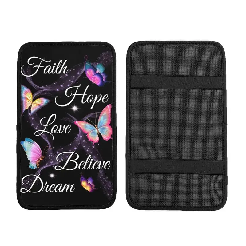Christianartbag Armrest Accessories Car, Faith Hope Love, Enhance Comfort and Protect Your Armrest with the Butterfly Center Console Armrest Pad, CAB02260923.
