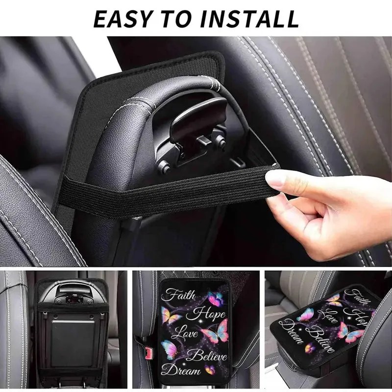 Christianartbag Armrest Accessories Car, Faith Hope Love, Enhance Comfort and Protect Your Armrest with the Butterfly Center Console Armrest Pad, CAB02260923.