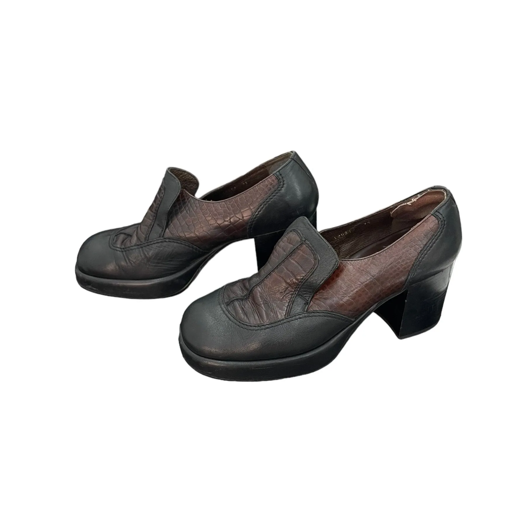 Chunky leather platform loafers