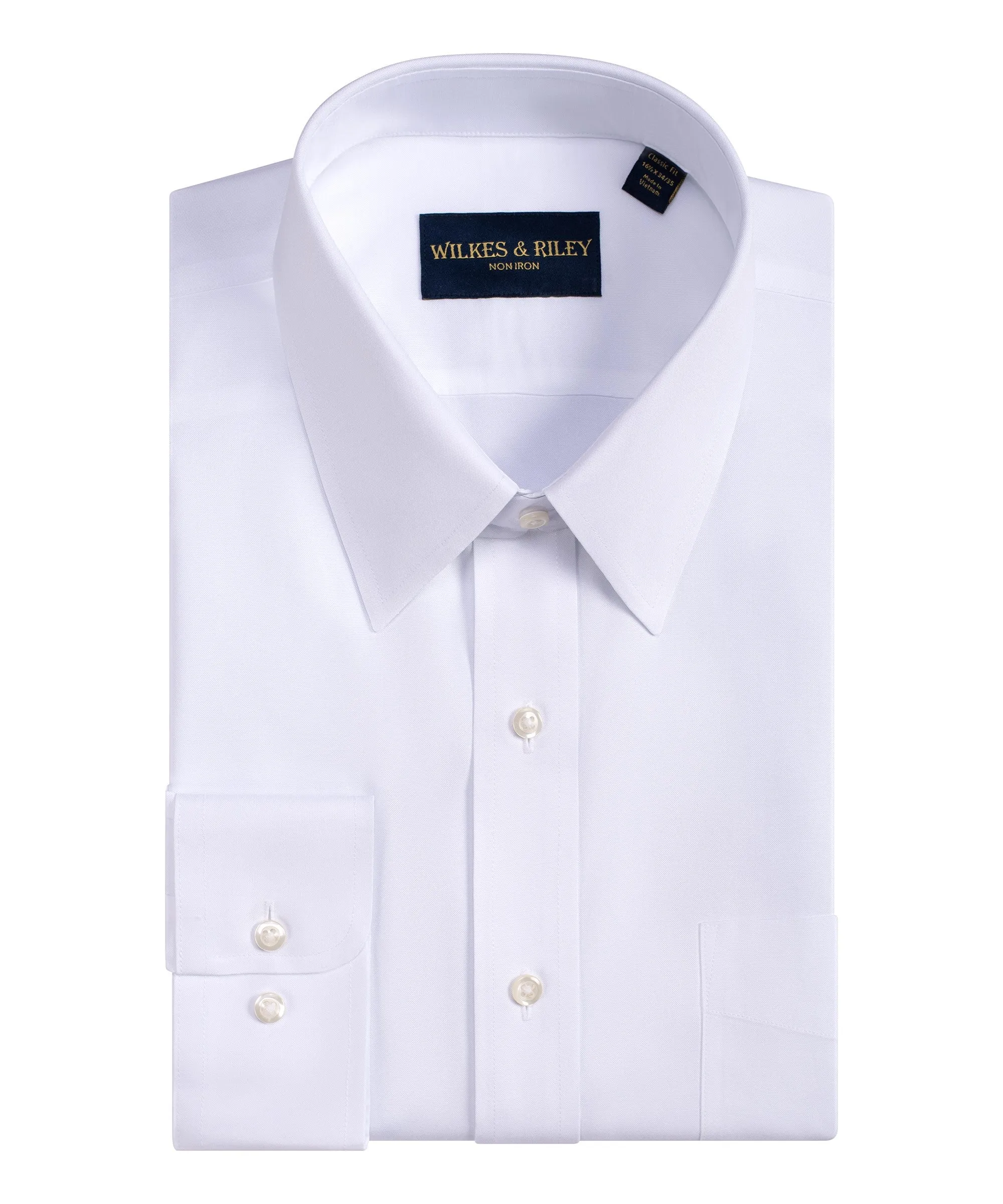Classic Fit White Point Collar Non-Iron Pinpoint Oxford Dress Shirt
