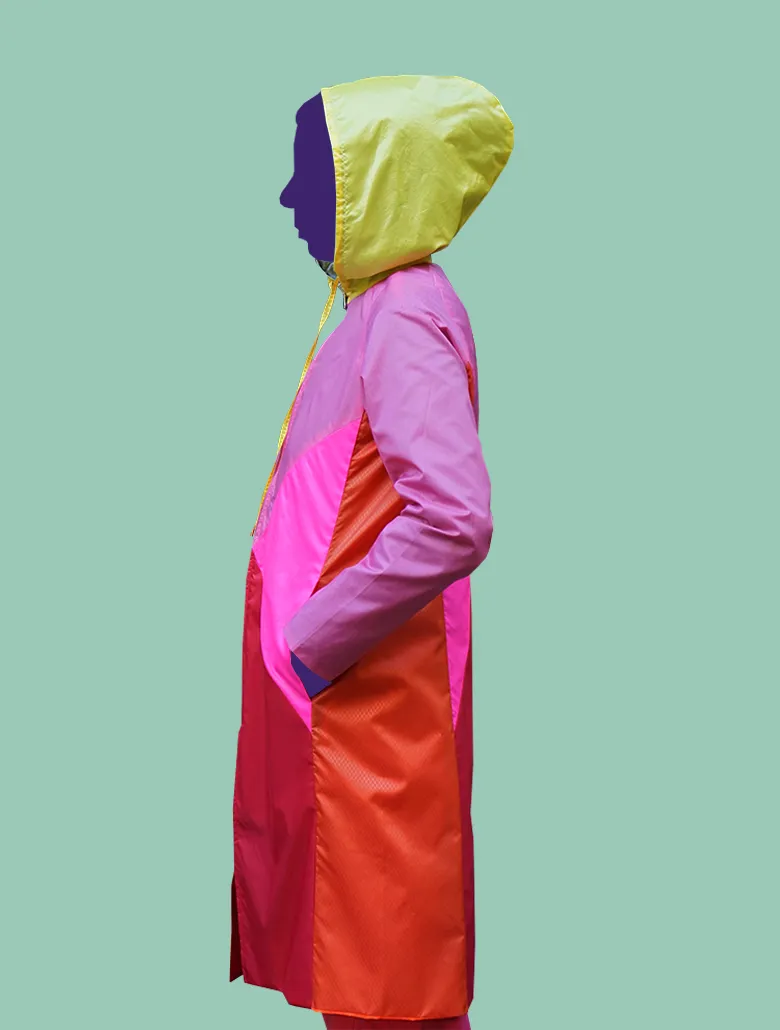 Color-Block Raincoat In Pinks