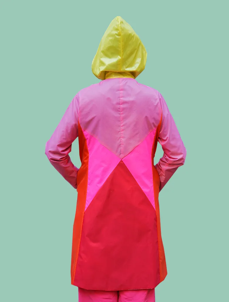 Color-Block Raincoat In Pinks