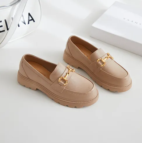 Comfortable Cowhide Loafers Women Autumn New PU leather