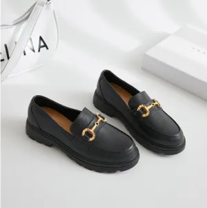 Comfortable Cowhide Loafers Women Autumn New PU leather