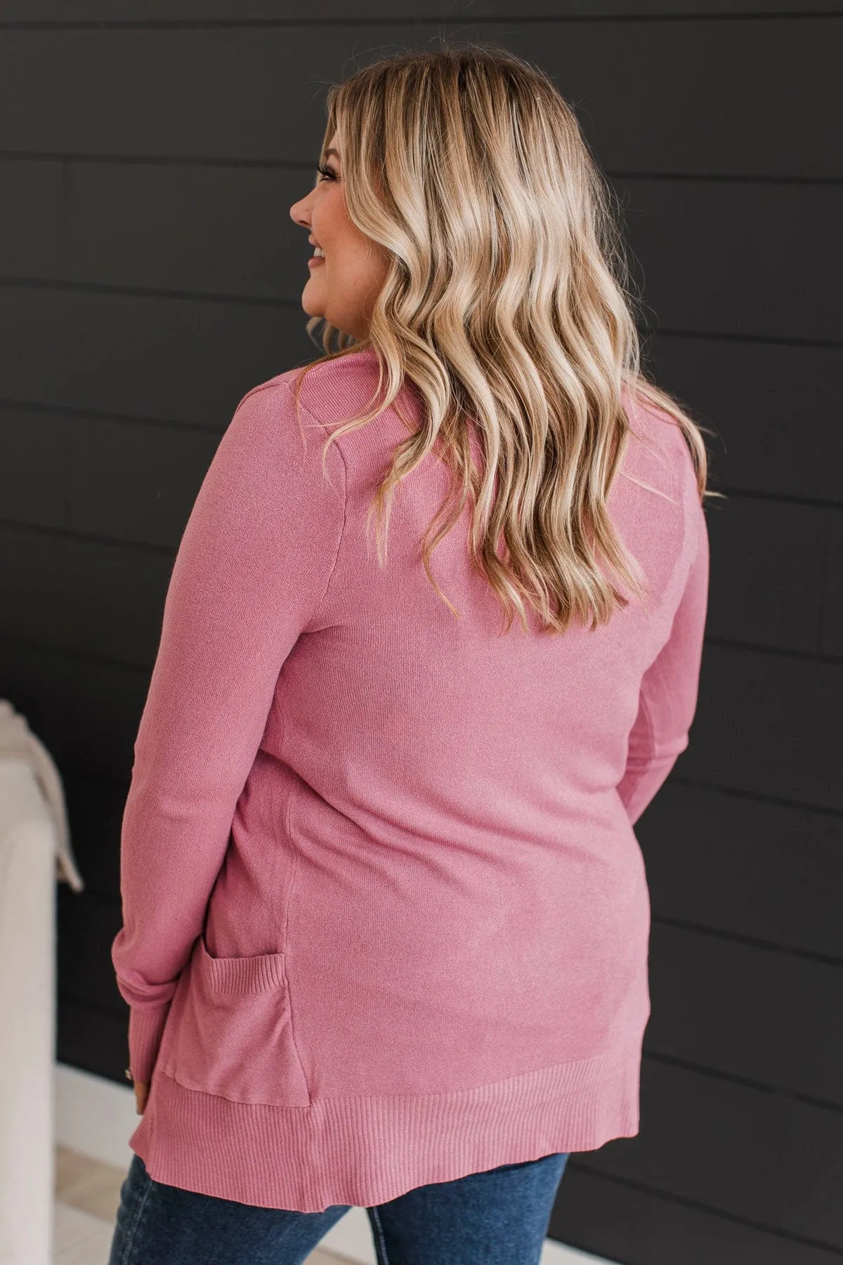 Comfortable With Myself Knit Cardigan- Rose Pink