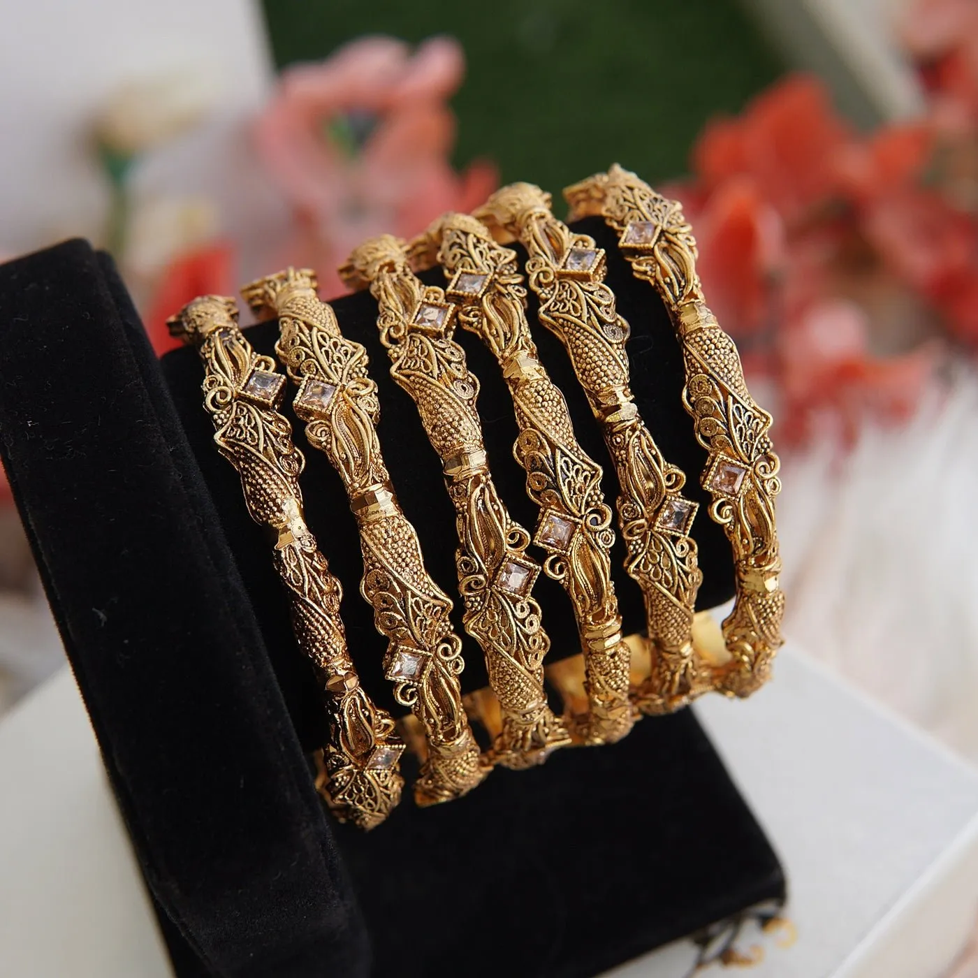 Copper Gold Stylish 6 Pcs Kangans