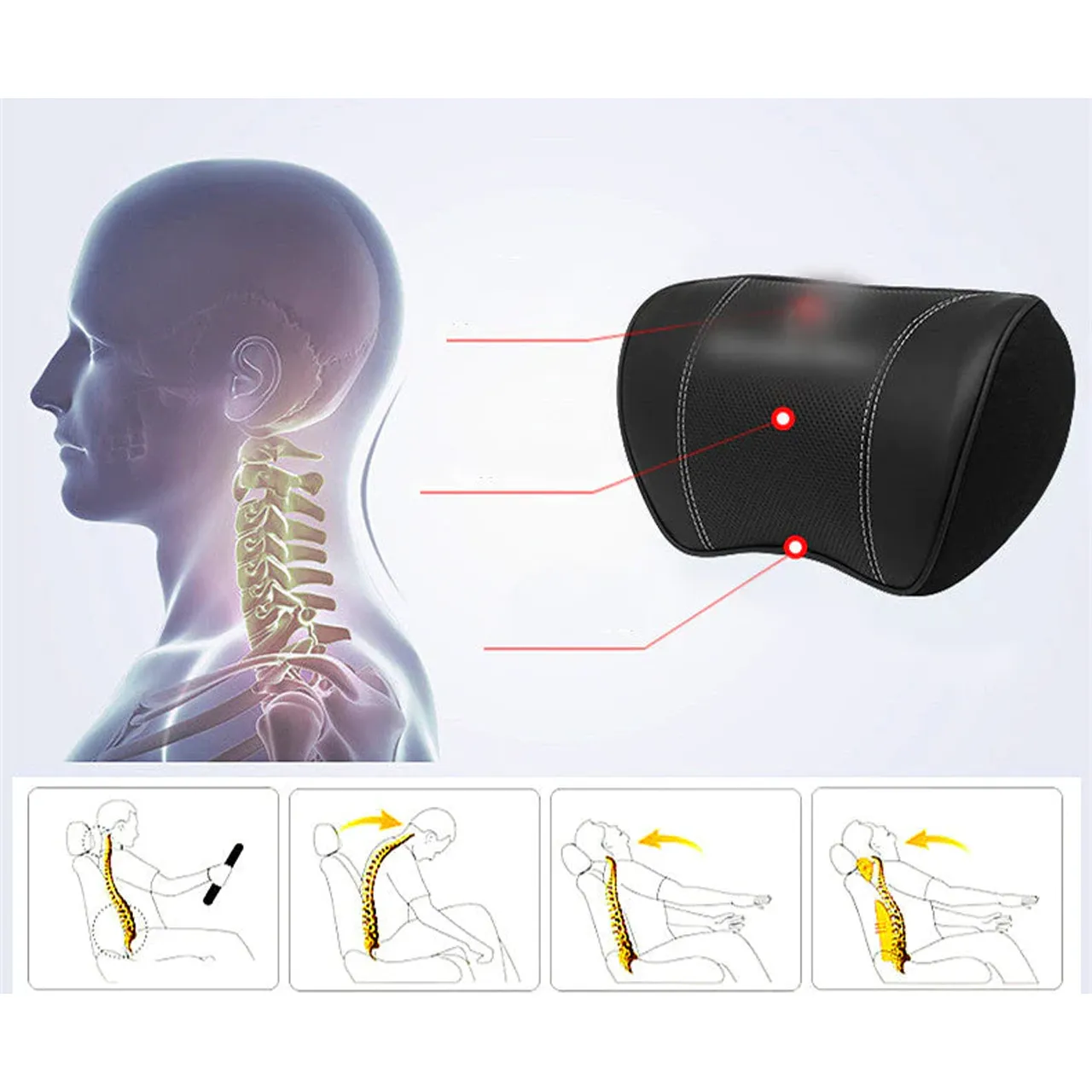 Custom Text For Car Headrest Neck Pillow and Lumbar Support Back Cushion Kit, Compatible with All Cars, Memory Foam Erognomic Design Universal Fit Muscle Pain and Tension Relief for Car Seat DE13992