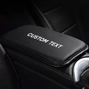Custom Text For Center Console Pad, Compatible with All Cars, Carbon Fiber PU Leather Auto Armrest Cover Protector, Waterproof Car Armrest Seat Box Cover TS13991