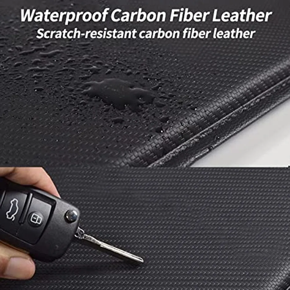 Custom Text For Center Console Pad, Compatible with All Cars, Carbon Fiber PU Leather Auto Armrest Cover Protector, Waterproof Car Armrest Seat Box Cover TS13991