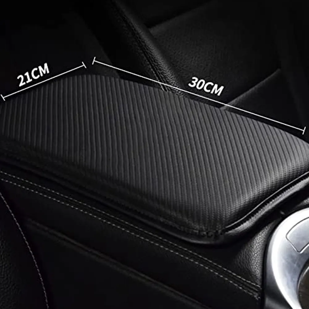 Custom Text For Center Console Pad, Compatible with All Cars, Carbon Fiber PU Leather Auto Armrest Cover Protector, Waterproof Car Armrest Seat Box Cover TS13991