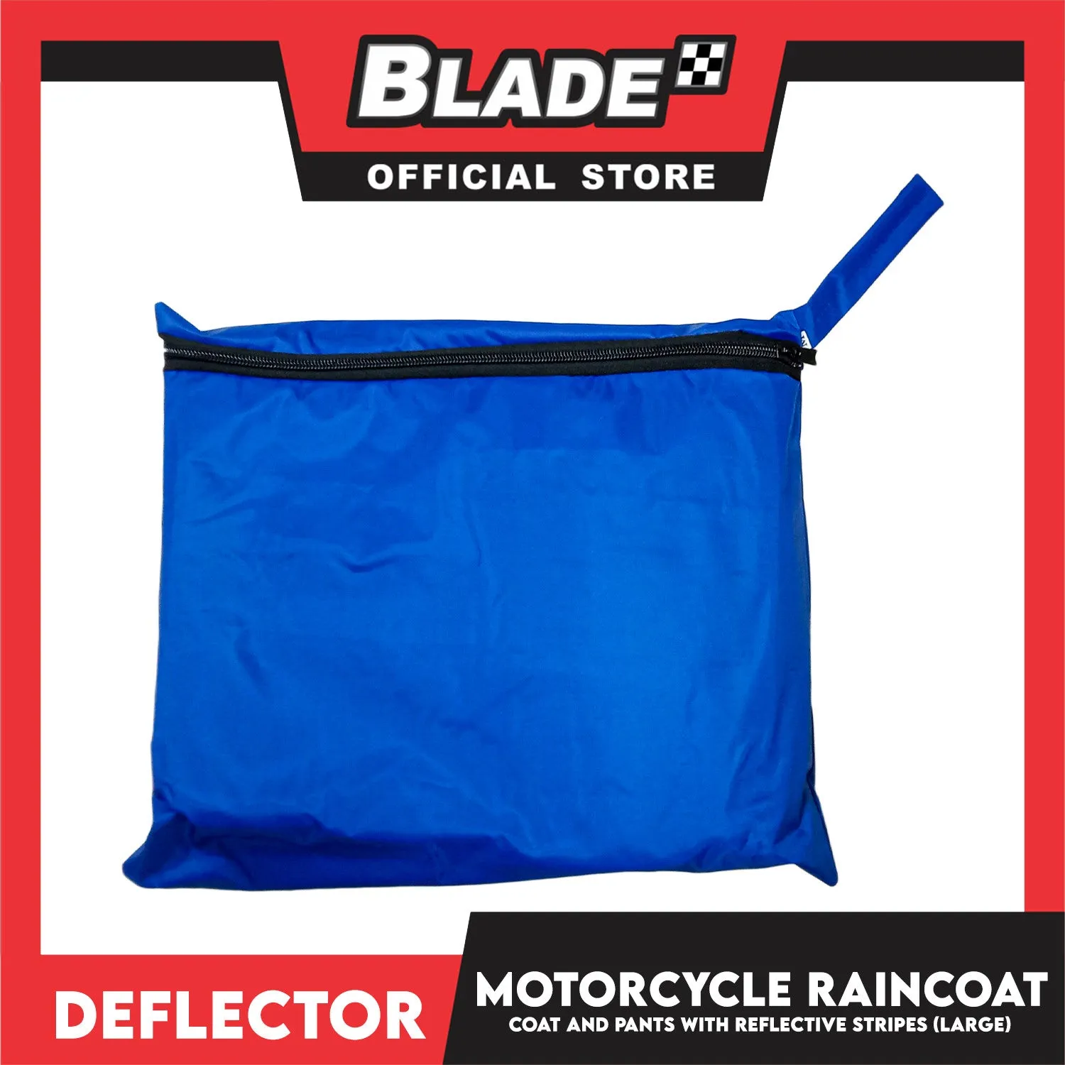 Deflector Motorcycle RainCoat, Coat and Pants Set with Reflective Stripes (Large)