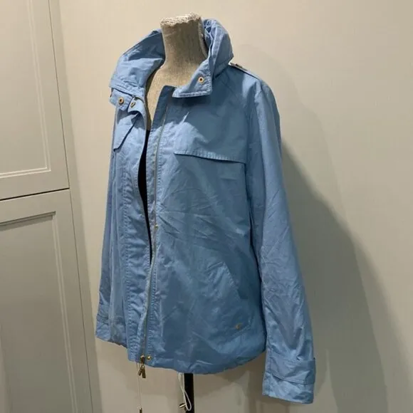 ELLEN Tracy Blue Hooded Fall Jacket SZ Medium
